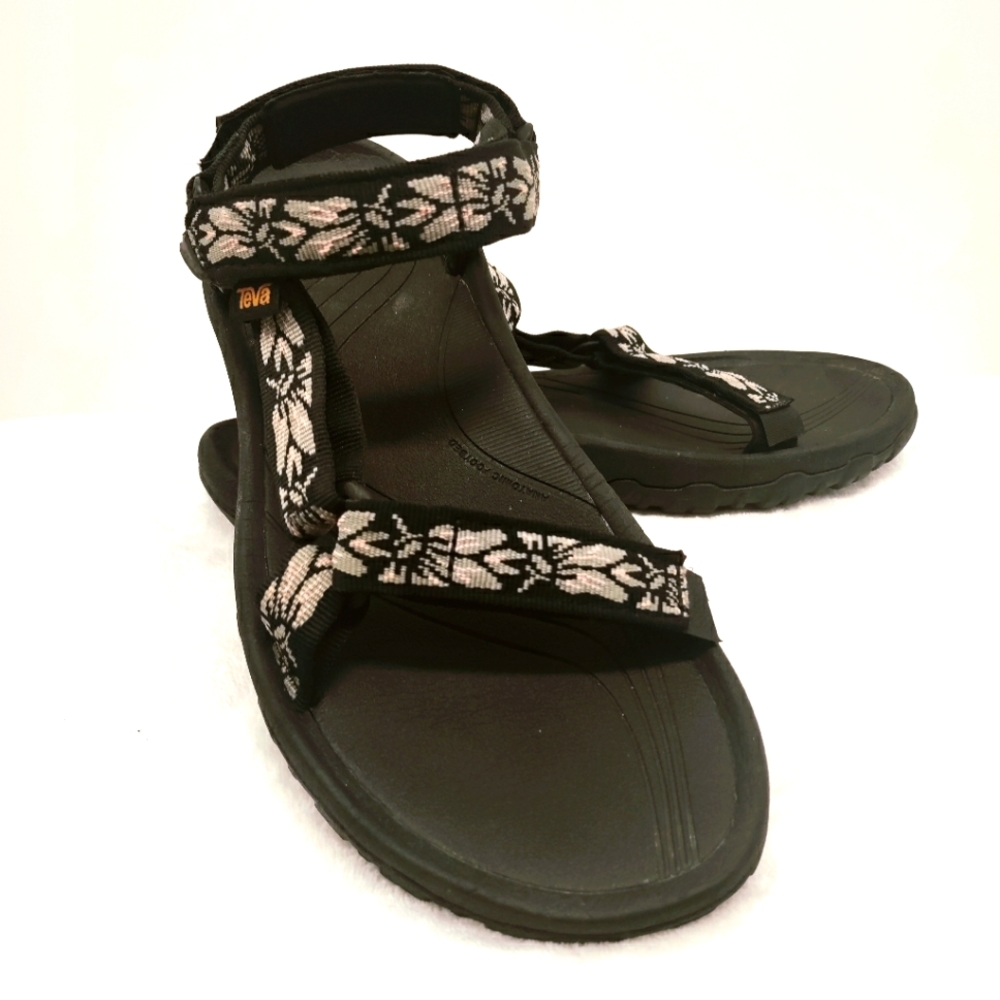 Teva Hurricane Hiking Sandals Women's Size 9 Black Floral